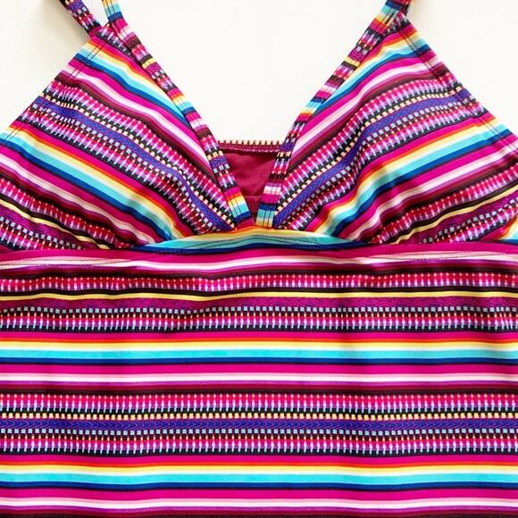 Mossimo Multicolored Striped Tankini Swim Top Size Small - Picture 4 of 12